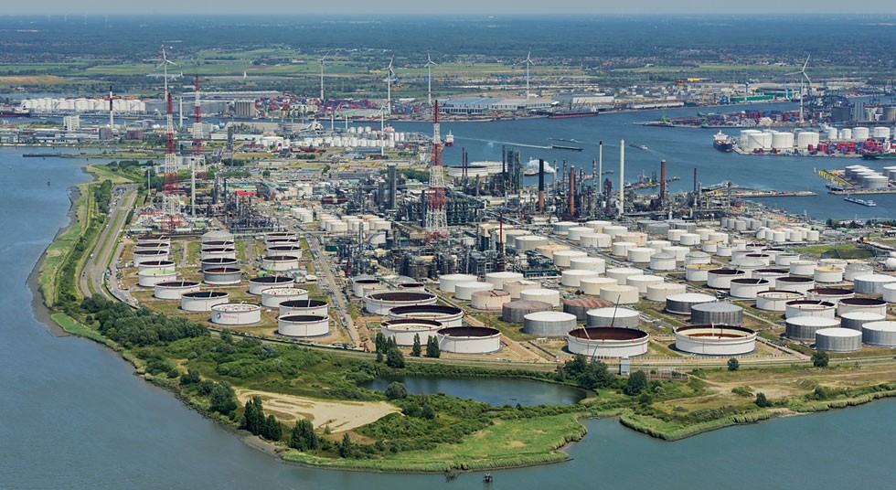 The port of Antwerp is a cornerstone of the petrochemical industry in Europe.
