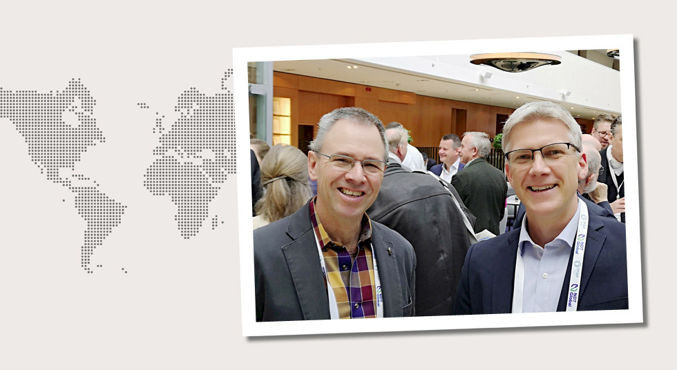 1. Belgium Dr. Andrew Slifka, NIST National Institute of Standards and Technology (USA), and Dr. Holger Brauer at the "Technology for Future and Ageing Pipelines Conference" in Gent at the end of March 2022.