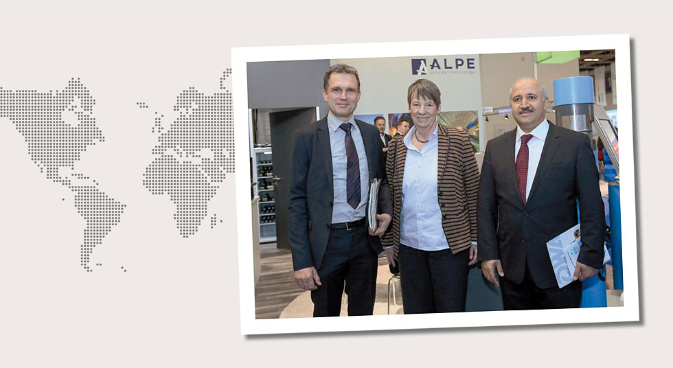 Germany WASSER BERLIN INTERNATIONAL 2015 / Opening tour: left to right.: Jörn Winkels, Dr. Barbara Hendricks, Federal Minister for the Environment, Nature Conservation and Nuclear Safety, S.E. Dr. Hazim El-Naser, Minister of Water and Irrigation, Jordan