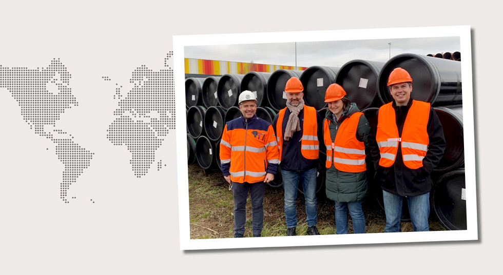 2. Germany José Pinto, Mannesmann Line Pipe, Stéphane Toss representing JHC, Valentina Berger and Nicolas Fantin of EURETEQ during acceptance for the SARA Martinique contract in Hamm on December 9, 2021.